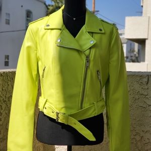Lime Faux Leather Jacket